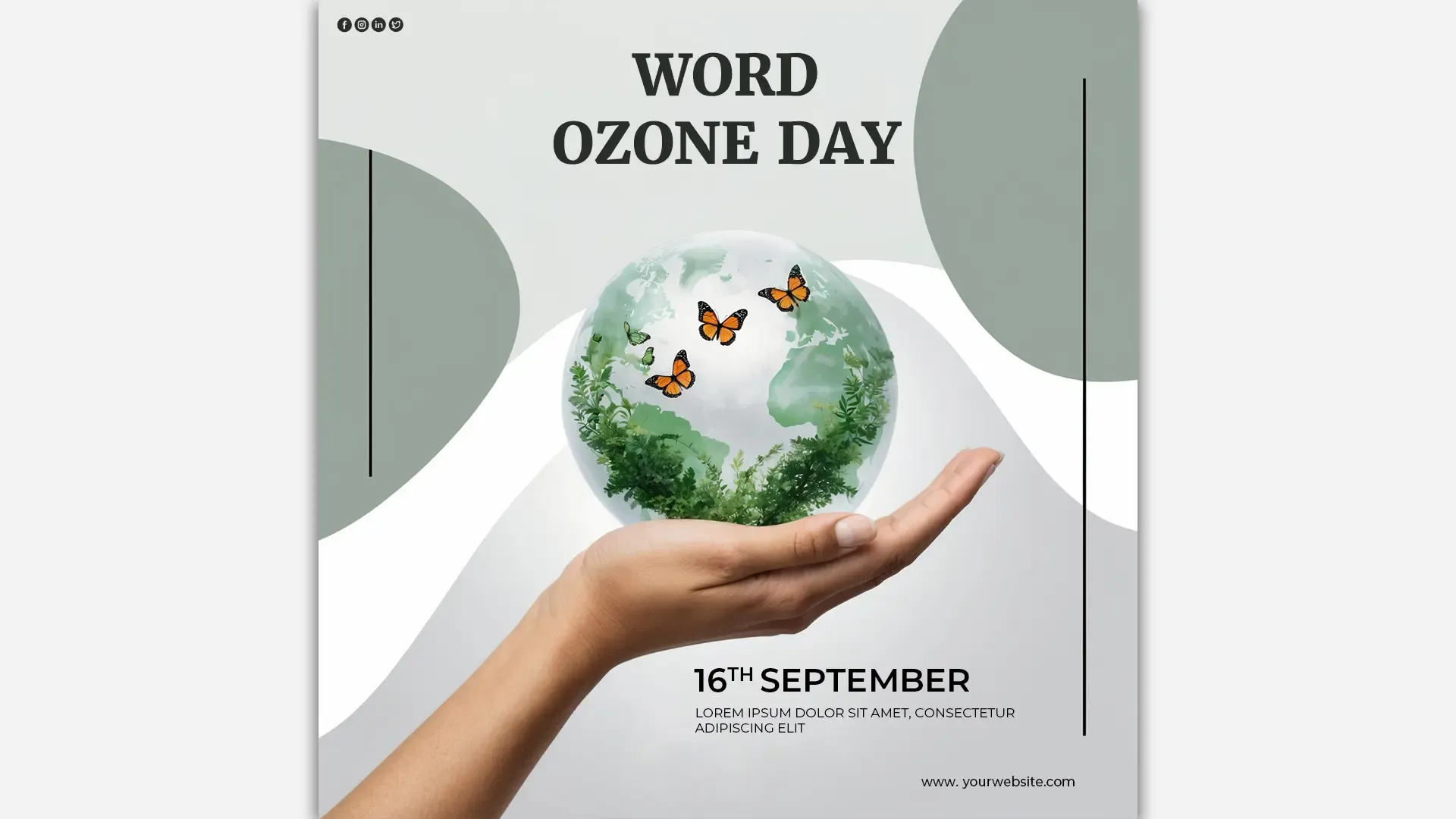 Customizable Ozone Day Awareness PSD Template for September 16th